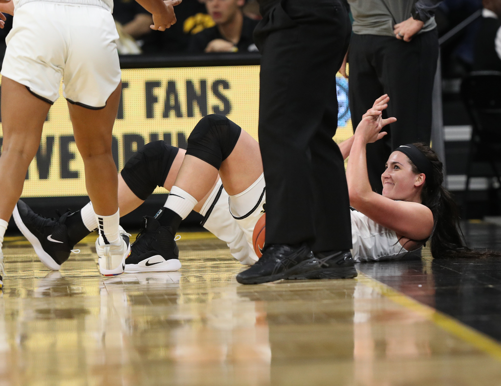 Iowa Hawkeyes forward Megan Gustafson (10) against Dakota Wesleyan University Tuesday, November 6, 2018 at Carver-Hawkeye Arena. (Brian Ray/hawkeyesports.com)