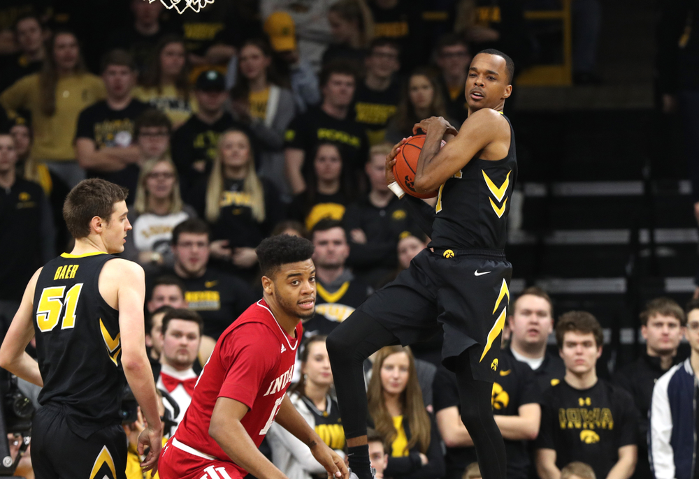 Iowa Hawkeyes guard Maishe Dailey (1) against the Indiana Hoosiers Friday, February 22, 2019 at Carver-Hawkeye Arena. (Brian Ray/hawkeyesports.com)