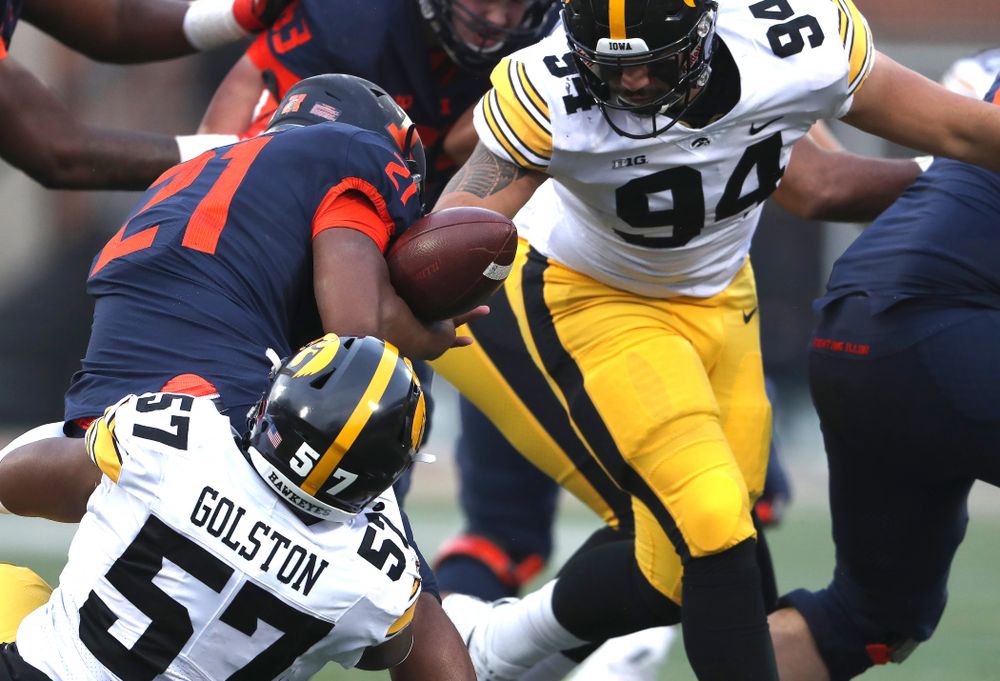 Iowa Hawkeyes defensive end A.J. Epenesa (94) against the Illinois Fighting Illini Saturday, November 17, 2018 at Memorial Stadium in Champaign, Ill. (Brian Ray/hawkeyesports.com)