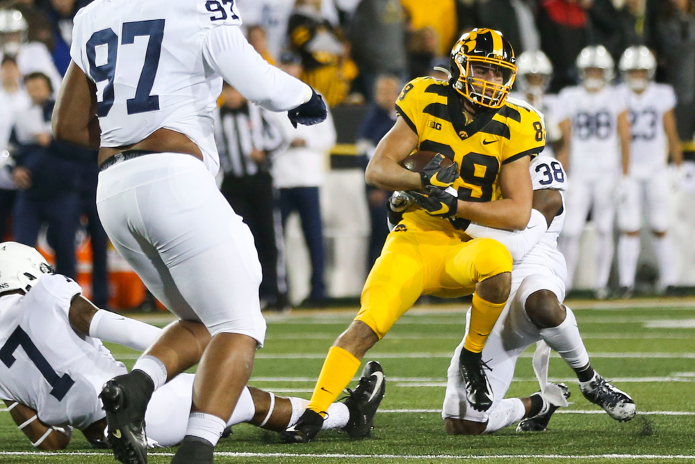 Iowa Hawkeyes wide receiver Nico Ragaini (89) during Iowa football vs Penn State on Saturday, October 12, 2019 at Kinnick Stadium. (Lily Smith/hawkeyesports.com)