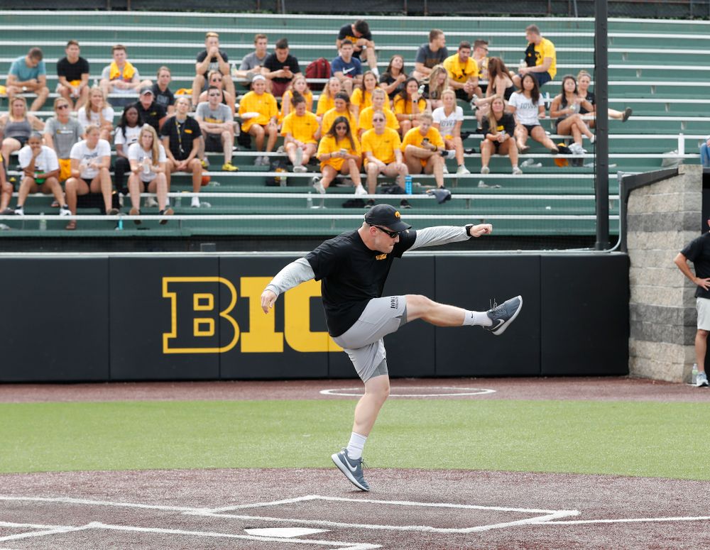 Director of Football New Media Max Allen during the Iowa Student Athlete Kickoff Kickball game Sunday, August 19, 2018 at Duane Banks Field. (Brian Ray/hawkeyesports.com)