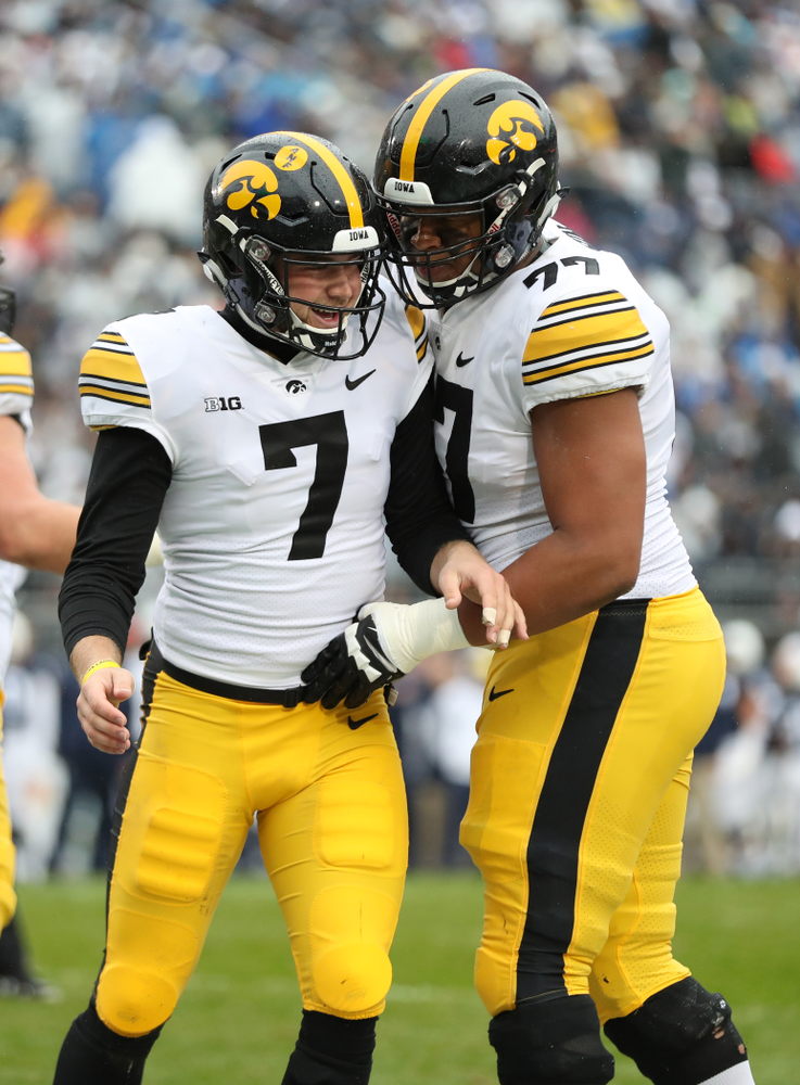 Iowa Hawkeyes punter Colten Rastetter (7) against the Penn State Nittany Lions Saturday, October 27, 2018 at Beaver Stadium in University Park, Pa. (Max Allen/hawkeyesports.com)
