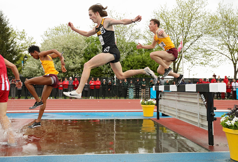 Iowa's Nathan Mylenek runs in the men’s 3000 meter steeplechase event on the second day of the Big Ten Outdoor Track and Field Championships at Francis X. Cretzmeyer Track in Iowa City on Saturday, May. 11, 2019. (Stephen Mally/hawkeyesports.com)