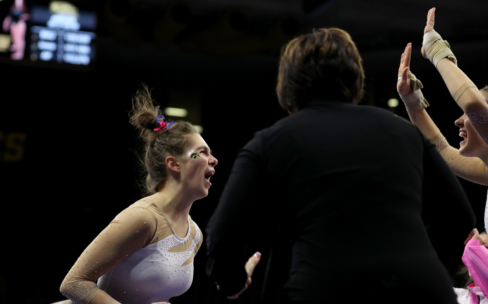 IowaÕs Bridget Killian competes on the beam against Ball State and Air Force Saturday, January 11, 2020 at Carver-Hawkeye Arena. (Brian Ray/hawkeyesports.com)