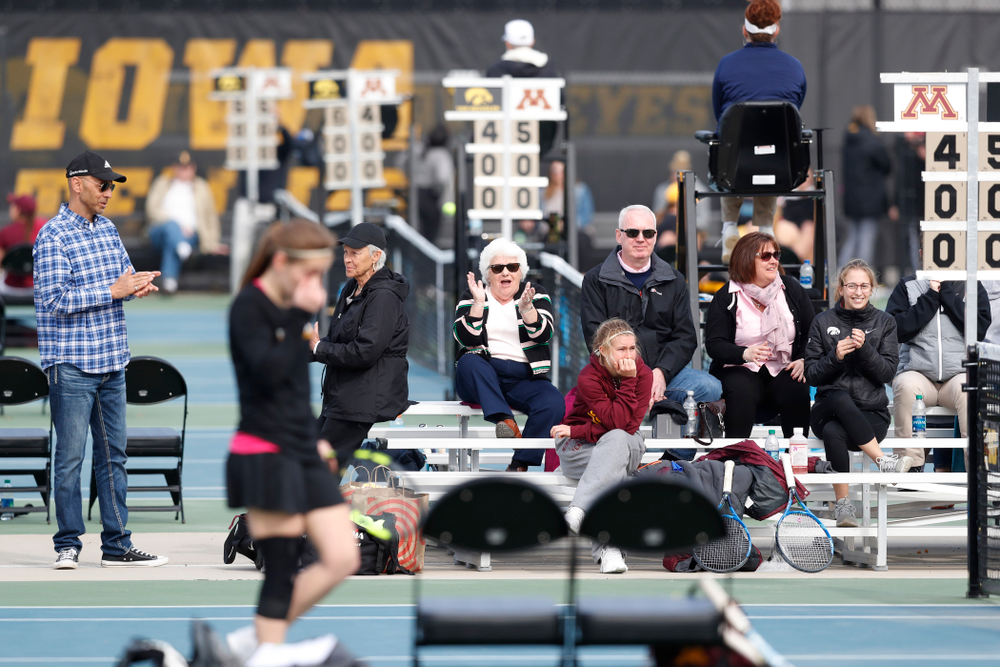 Fans cheer on the Iowa Hawkeyes against Minnesota Friday, April 20, 2018 at the Hawkeye Tennis and Recreation Center. (Brian Ray/hawkeyesports.com)