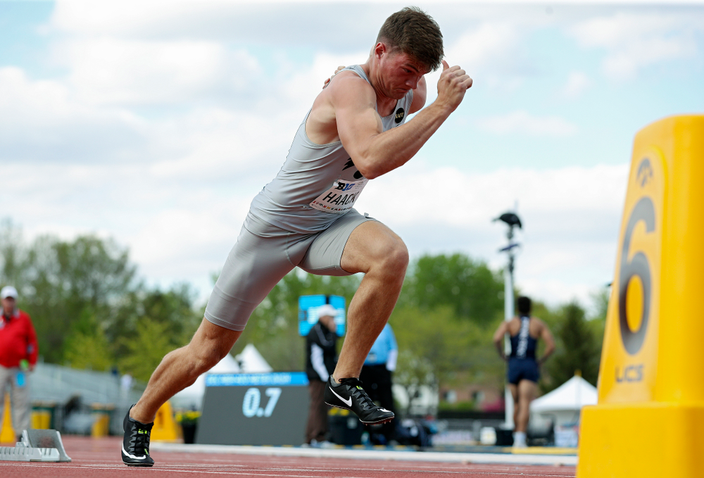Iowa's Peyton Haack run the 400 meter dash in the decathlon event on the first day of the Big Ten Outdoor Track and Field Championships at Francis X. Cretzmeyer Track in Iowa City on Friday, May. 10, 2019. (Stephen Mally/hawkeyesports.com)
