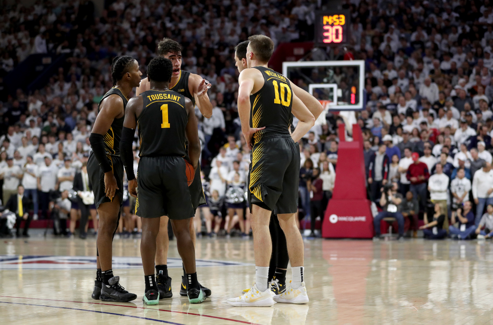 Iowa Hawkeyes forward Luka Garza (55) against Penn State Saturday, January 4, 2020 at the Palestra in Philadelphia. (Brian Ray/hawkeyesports.com)