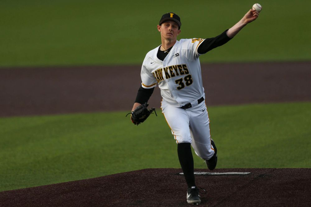 Iowa pitcher Trenton Wallace at baseball vs Milwaukee on Tuesday, April 23, 2019 at Duane Banks Field. (Lily Smith/hawkeyesports.com)