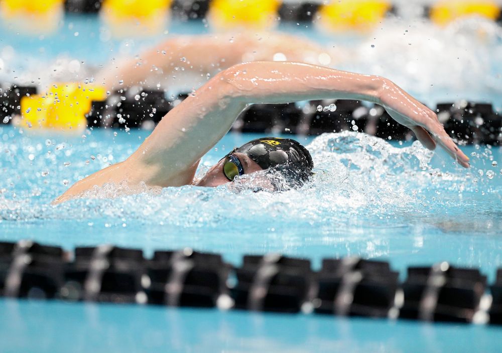 Iowa’s Allyssa Fluit swims the women’s 500 yard freestyle consolation finals event during the 2020 Women’s Big Ten Swimming and Diving Championships at the Campus Recreation and Wellness Center in Iowa City on Thursday, February 20, 2020. (Stephen Mally/hawkeyesports.com)
