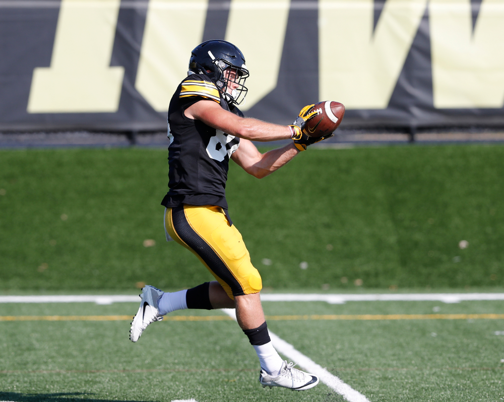 Iowa Hawkeyes wide receiver Nick Easley (84) during camp practice No. 17 Wednesday, August 22, 2018 at the Kenyon Football Practice Facility. (Brian Ray/hawkeyesports.com)