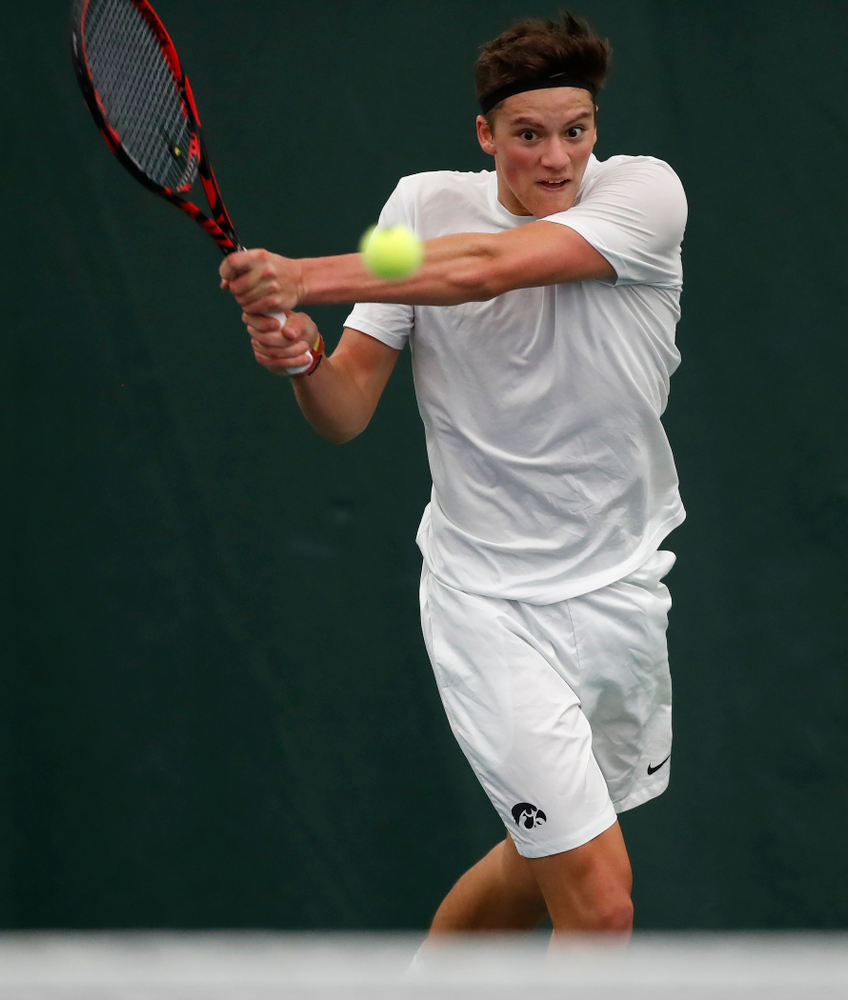 Joe Tyler against Purdue Sunday, April 15, 2018 at the Hawkeye Tennis and Recreation Center. (Brian Ray/hawkeyesports.com)
