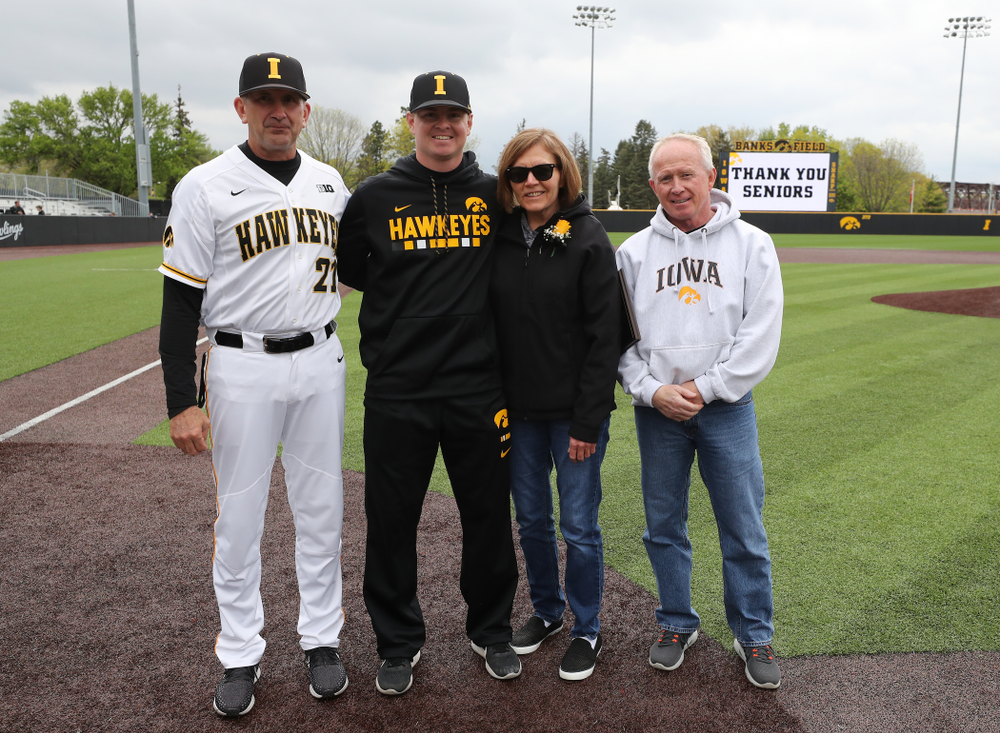 Student Manager T.J. Feldman during senior day festivities before their game against Michigan State Sunday, May 12, 2019 at Duane Banks Field. (Brian Ray/hawkeyesports.com)