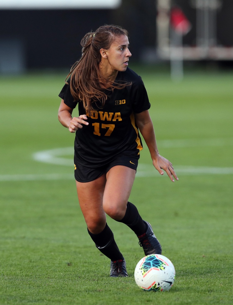Iowa Hawkeyes defender Hannah Drkulec (17) during a 2-1 victory over the Iowa State Cyclones Thursday, August 29, 2019 in the Iowa Corn Cy-Hawk series at the Iowa Soccer Complex. (Brian Ray/hawkeyesports.com)