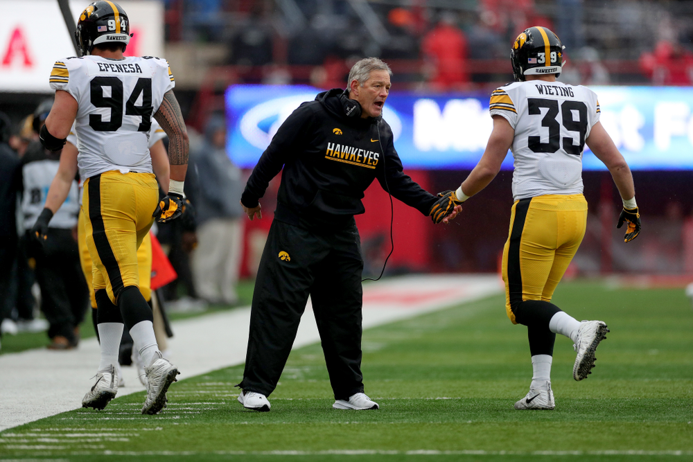 Iowa Hawkeyes head coach Kirk Ferentz against the Nebraska Cornhuskers Friday, November 29, 2019 at Memorial Stadium in Lincoln, Neb. (Brian Ray/hawkeyesports.com)