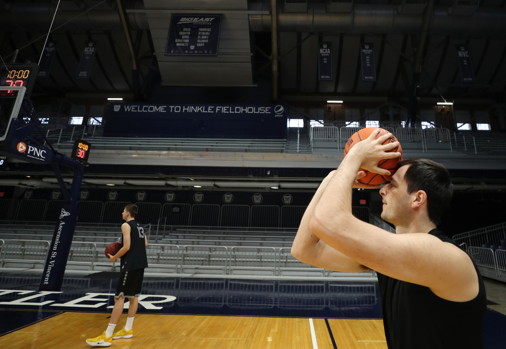 Iowa Hawkeyes forward Ryan Kriener (15) during practice at Hinkle Fieldhouse Wednesday, March 11, 2020 in Indianapolis. (Brian Ray/hawkeyesports.com)