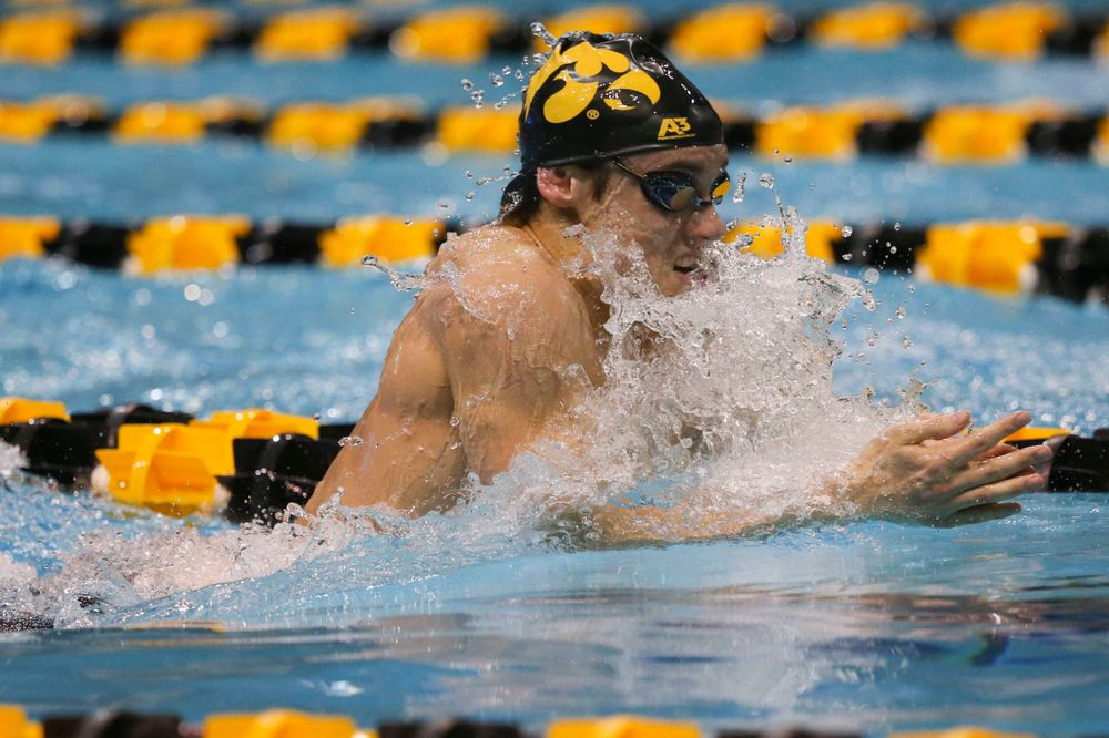 Iowa's Daniel Swanepoel at the 200-yard breaststroke race Saturday, March 2, 2019 at the Campus Recreation and Wellness Center. (Lily Smith/hawkeyesports.com)
