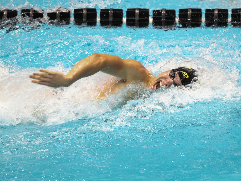 IowaÕs Mateusz Arndt competes in the 200 yard freestyle against Notre Dame and Illinois Saturday, January 11, 2020 at the Campus Recreation and Wellness Center. (Brian Ray/hawkeyesports.com)