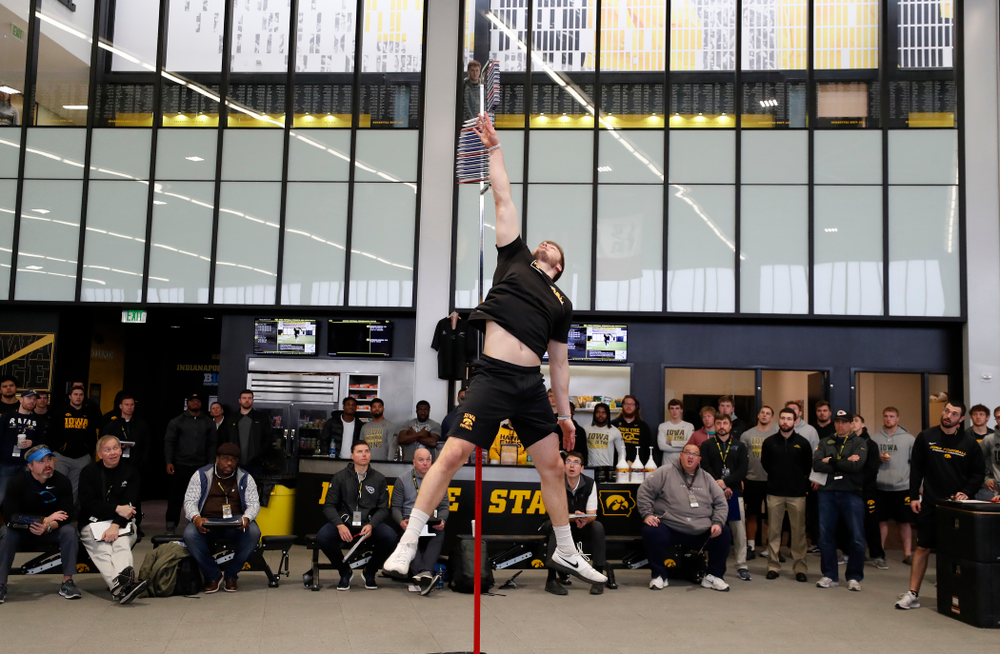 Iowa Hawkeyes linebacker Ben Niemann (44) and linebacker Nick Niemann (49) during the team's annual pro day Monday, March 26, 2018 at the Hansen Football Performance Center. (Brian Ray/hawkeyesports.com)