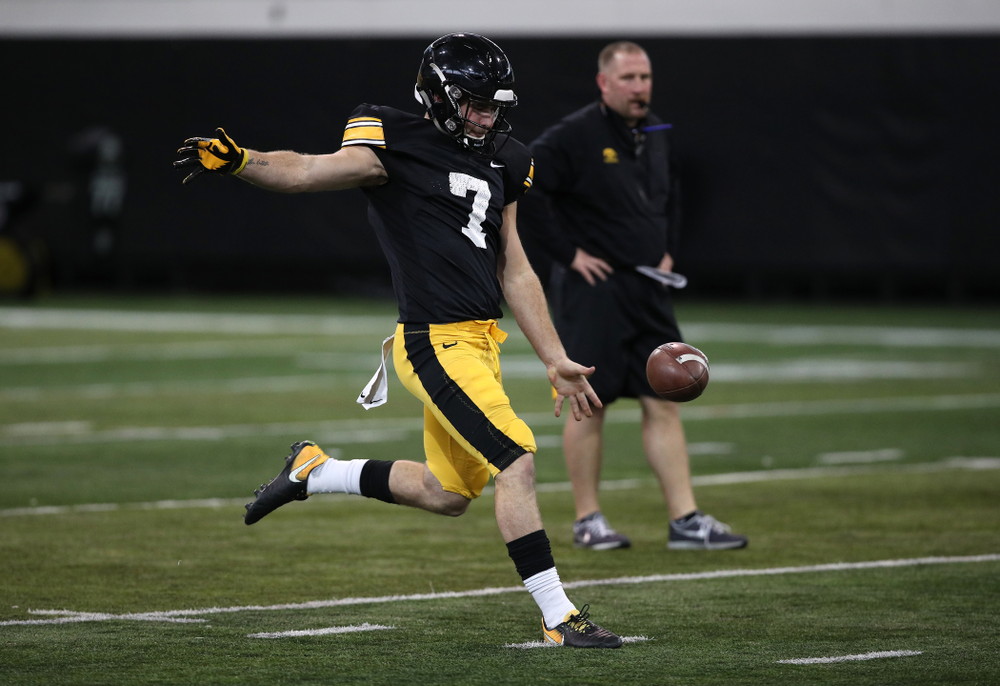Iowa Hawkeyes quarterback Spencer Petras (7) during preparation for the 2019 Outback Bowl Wednesday, December 19, 2018 at the Hansen Football Performance Center. (Brian Ray/hawkeyesports.com)