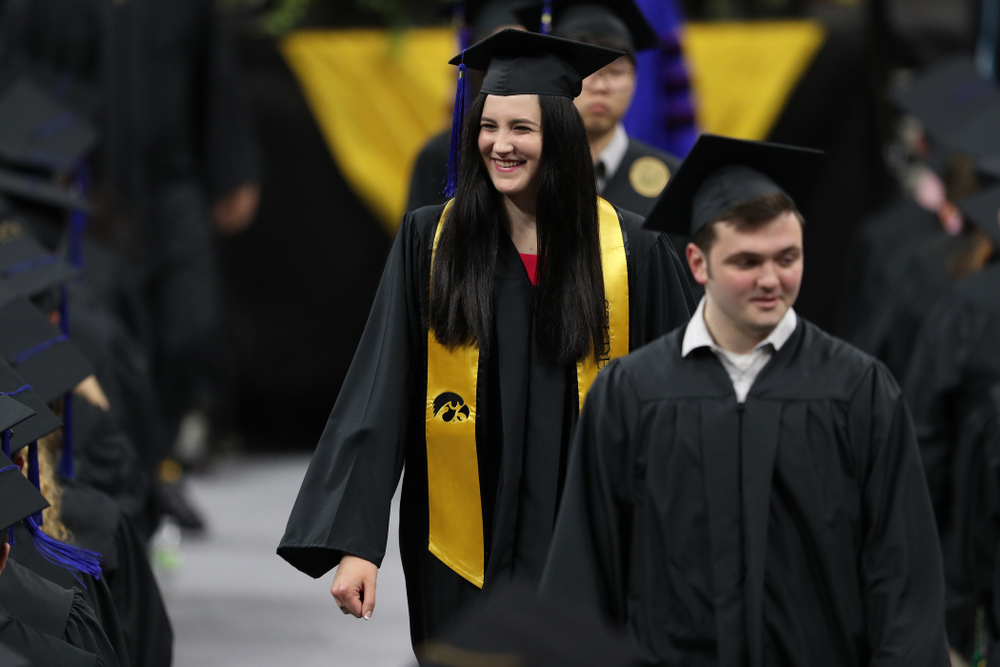 Iowa WomenÕs BasketballÕs Megan Gustafson during the Tippie College of Business spring commencement Saturday, May 11, 2019 at Carver-Hawkeye Arena. (Brian Ray/hawkeyesports.com)