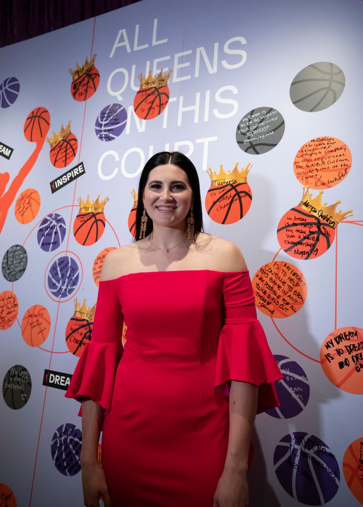 Iowa Hawkeyes forward Megan Gustafson (10) after being selected by the Dallas Wings in the second round of the 2019 WNBA Draft Wednesday, April 10, 2019 at Nike New York Headquarters in New York City. (Brian Ray/hawkeyesports.com)