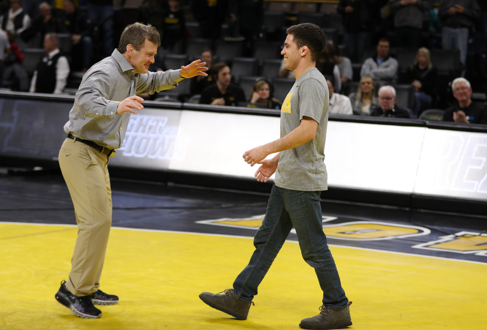 Iowa senior Perez Perez during senior night following their meet against the Indiana Hoosiers Friday, February 15, 2019 at Carver-Hawkeye Arena. (Brian Ray/hawkeyesports.com)
