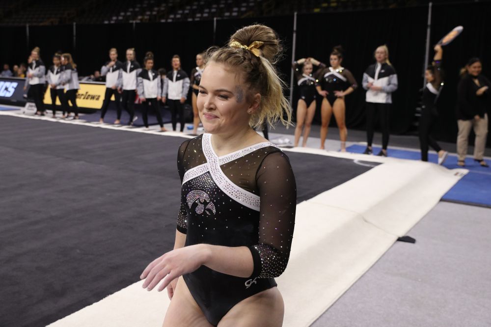 Iowa's Charlotte Sullivan competes on the floor against the Rutgers Scarlet Knights Saturday, January 26, 2019 at Carver-Hawkeye Arena. (Brian Ray/hawkeyesports.com)