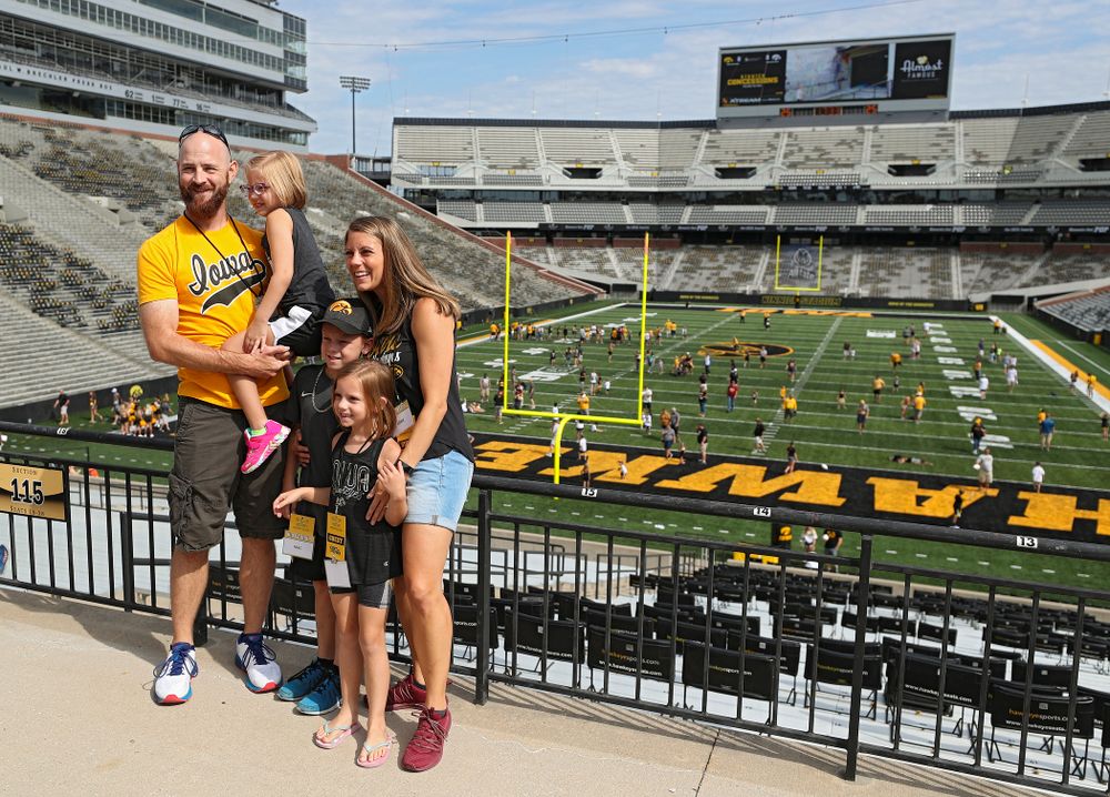Kid Captain Gabby Yoder and her family during Kids Day at Kinnick Stadium in Iowa City on Saturday, Aug 10, 2019. (Stephen Mally/hawkeyesports.com)