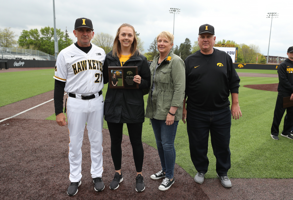 Student Manager Haley Schulte during senior day festivities before their game against Michigan State Sunday, May 12, 2019 at Duane Banks Field. (Brian Ray/hawkeyesports.com)