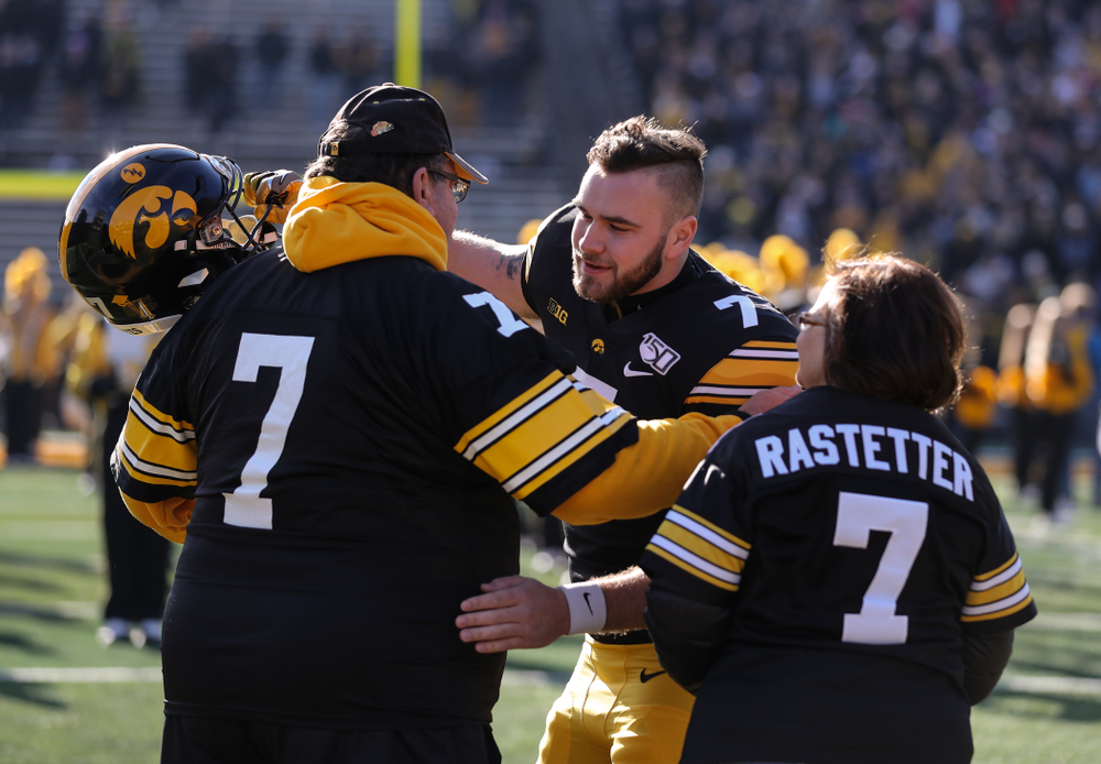 Iowa Hawkeyes punter Colten Rastetter (7) during Senior Day festivities before their game against the Illinois Fighting Illini Saturday, November 23, 2019 at Kinnick Stadium. (Brian Ray/hawkeyesports.com)