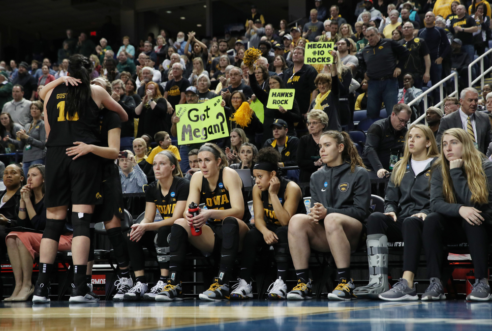 Iowa Hawkeyes forward Megan Gustafson (10) in the regional final against the Baylor Lady Bears in the 2019 NCAA Women's College Basketball Tournament Monday, April 1, 2019 at Greensboro Coliseum in Greensboro, NC.(Brian Ray/hawkeyesports.com)