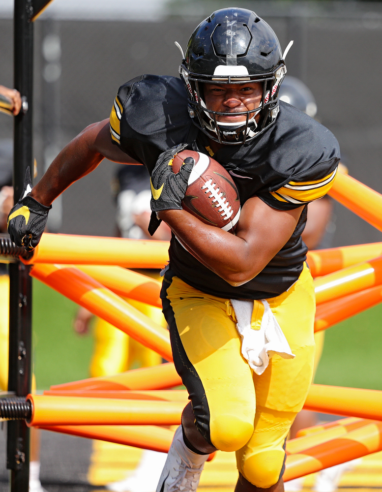 Iowa Hawkeyes running back Ivory Kelly-Martin (21) runs a drill during Fall Camp Practice No. 11 at the Hansen Football Performance Center in Iowa City on Wednesday, Aug 14, 2019. (Stephen Mally/hawkeyesports.com)