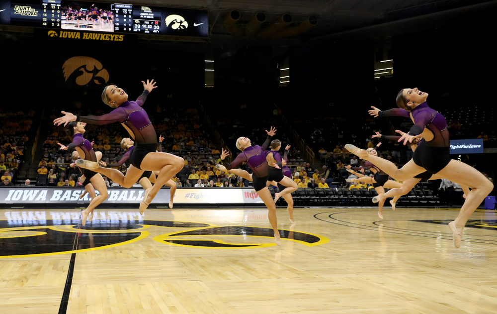 The Iowa Dance Team performs their Jazz Routine at halftime of the Iowa Hawkeyes game against Maryland Thursday, January 9, 2020 at Carver-Hawkeye Arena. (Brian Ray/hawkeyesports.com)