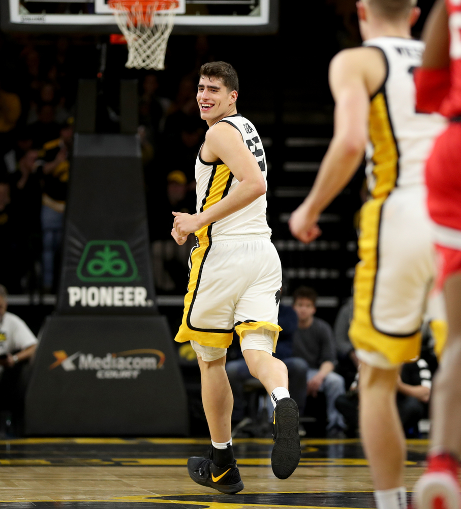 Iowa Hawkeyes forward Luka Garza (55) against the Ohio State Buckeyes Thursday, February 20, 2020 at Carver-Hawkeye Arena. (Brian Ray/hawkeyesports.com)