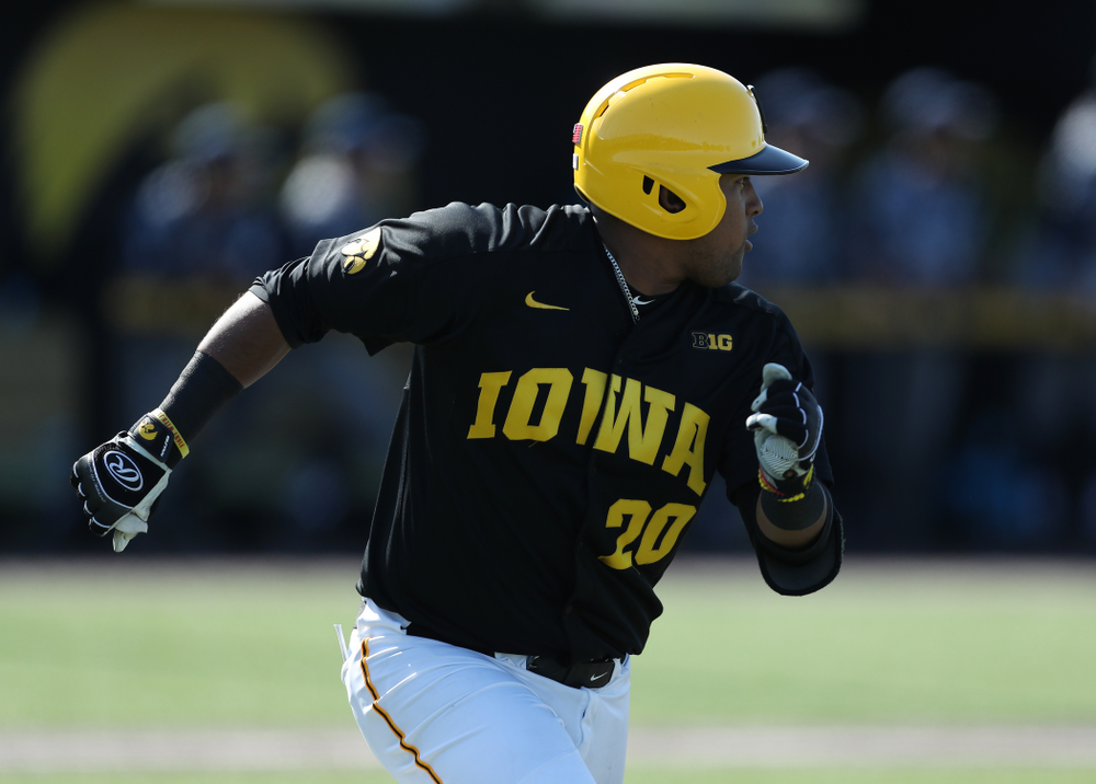Iowa Hawkeyes Izaya Fullard (20) during game two against UC Irvine Saturday, May 4, 2019 at Duane Banks Field. (Brian Ray/hawkeyesports.com)