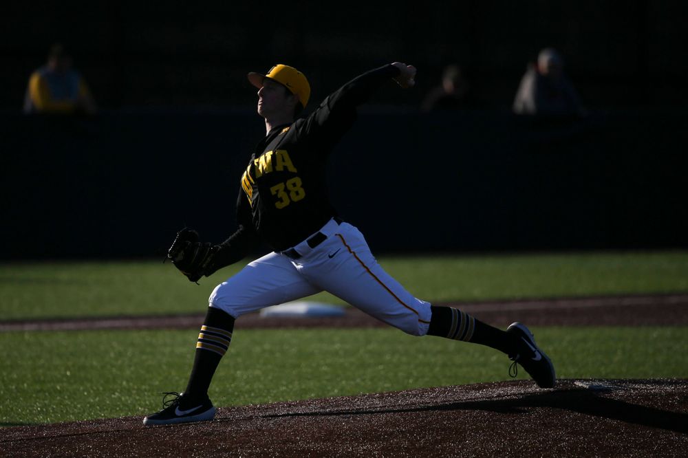 Iowa pitcher Trenton Wallace at the game vs. Bradley on Tuesday, March 26, 2019 at (place). (Lily Smith/hawkeyesports.com)