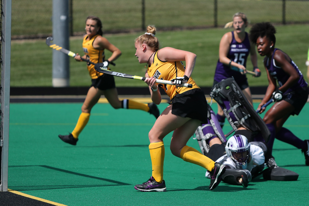 Iowa Hawkeyes Makenna Maguire (21) scores during an exhibition game against Northwestern Saturday, August 24, 2019 at Grant Field. (Brian Ray/hawkeyesports.com)