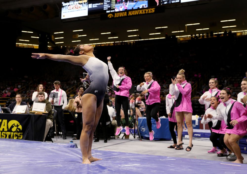 IowaÕs Clair Kaji competes on the beam against Ball State and Air Force Saturday, January 11, 2020 at Carver-Hawkeye Arena. (Brian Ray/hawkeyesports.com)