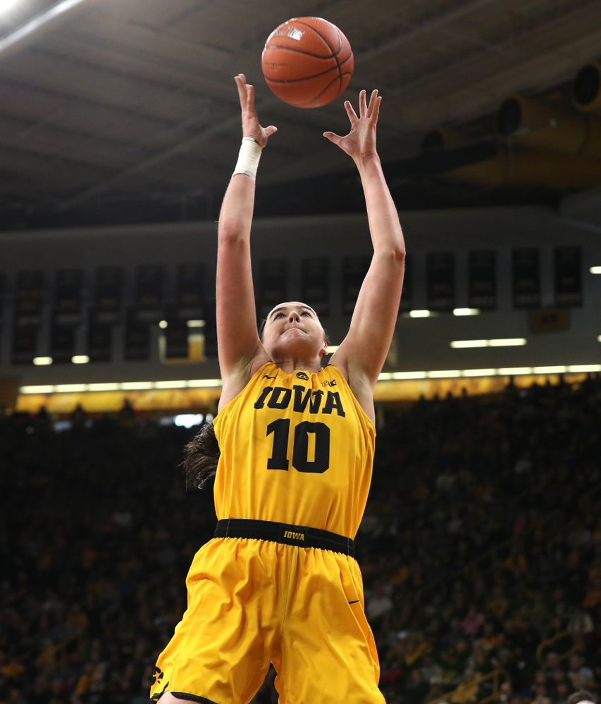 Iowa Hawkeyes forward Megan Gustafson (10) against the Northwestern Wildcats Sunday, March 3, 2019 at Carver-Hawkeye Arena. (Brian Ray/hawkeyesports.com)