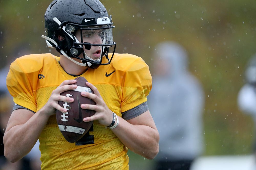 Iowa Hawkeyes quarterback Nate Stanley (4) during practice Monday, December 23, 2019 at Mesa College in San Diego. (Brian Ray/hawkeyesports.com)