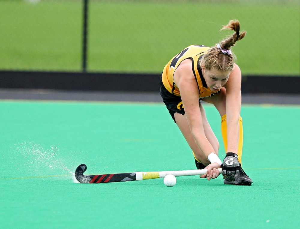 Iowa’s Lokke Stribos (14) passes during the first quarter of their game against UC Davis at Grant Field in Iowa City on Sunday, Oct 6, 2019. (Stephen Mally/hawkeyesports.com)