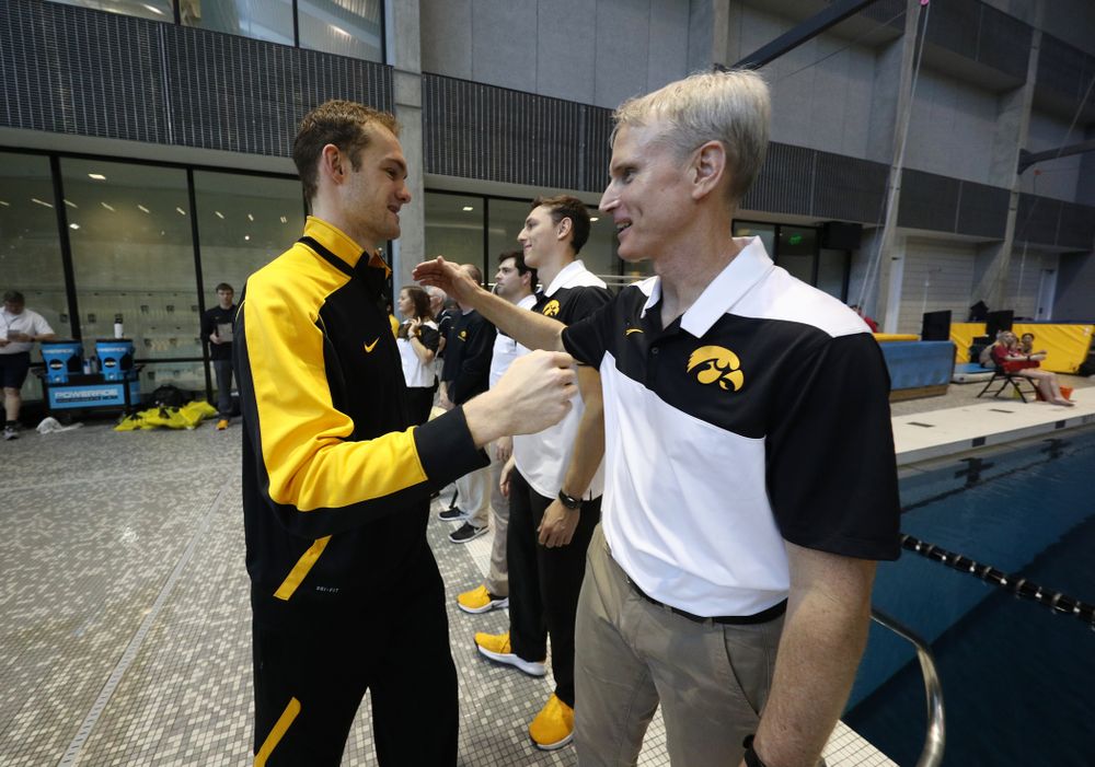 Kenneth Mende is introduced during senior day before a double dual against Wisconsin and Northwestern Saturday, January 19, 2019 at the Campus Recreation and Wellness Center. (Brian Ray/hawkeyesports.com)