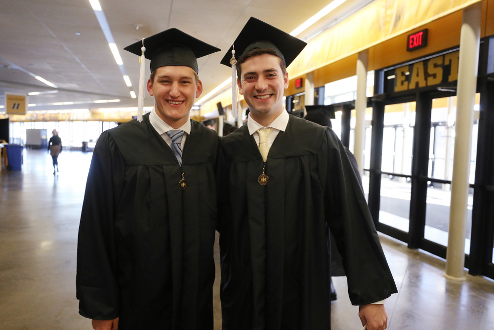 Iowa Football Managers Hunter Storm and Brandon Thielen during the Fall Commencement Ceremony Saturday, December 15, 2018 at Carver-Hawkeye Arena. (Brian Ray/hawkeyesports.com)