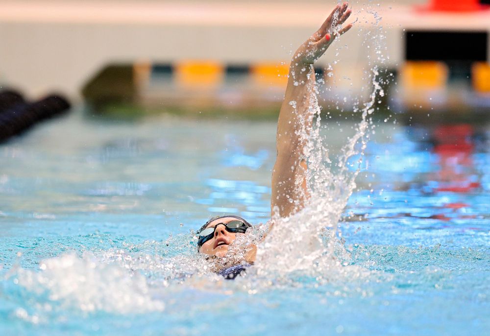 Iowa’s Christina Crane swims the women’s 400 yard individual medley preliminary event during the 2020 Women’s Big Ten Swimming and Diving Championships at the Campus Recreation and Wellness Center in Iowa City on Friday, February 21, 2020. (Stephen Mally/hawkeyesports.com)