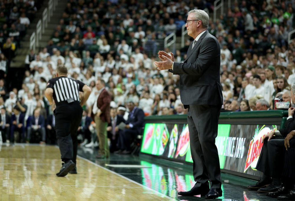 Iowa Hawkeyes head coach Fran McCaffery against Michigan State Tuesday, February 25, 2020 at the Breslin Center in East Lansing, MI. (Brian Ray/hawkeyesports.com)