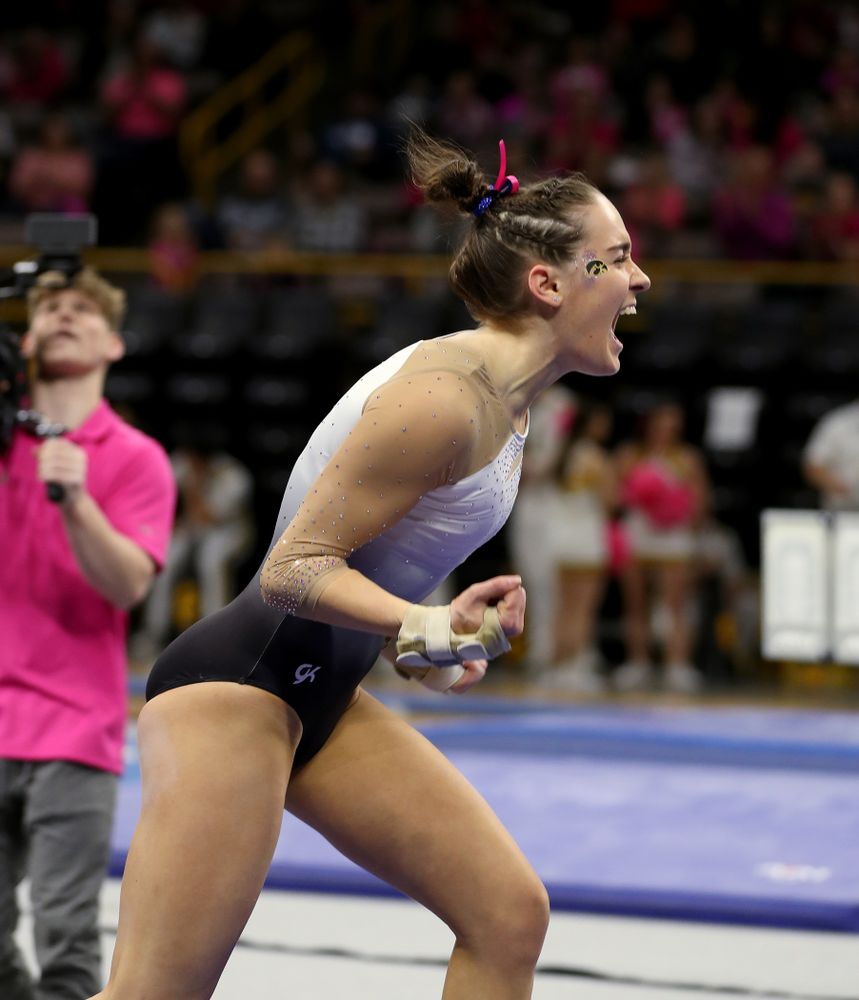 IowaÕs Allie Gilchrist competes on the beam against Ball State and Air Force Saturday, January 11, 2020 at Carver-Hawkeye Arena. (Brian Ray/hawkeyesports.com)