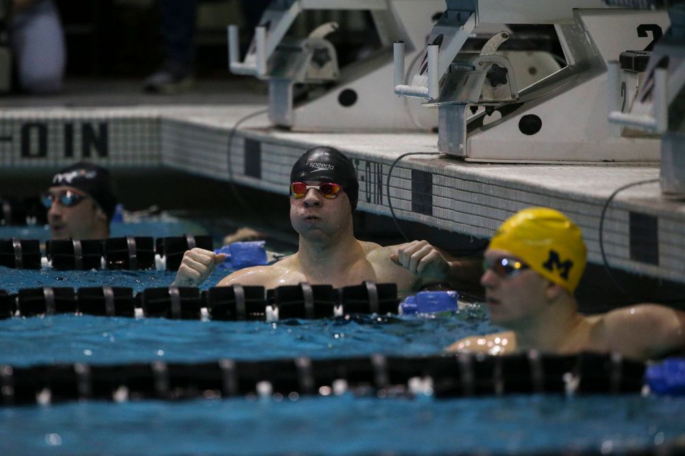 Iowa's Tanner Nelson at the 200-yard breaststroke race Saturday, March 2, 2019 at the Campus Recreation and Wellness Center. (Lily Smith/hawkeyesports.com)