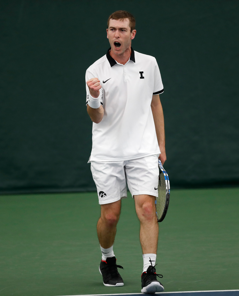 Jake Jacoby against Purdue Sunday, April 15, 2018 at the Hawkeye Tennis and Recreation Center. (Brian Ray/hawkeyesports.com)