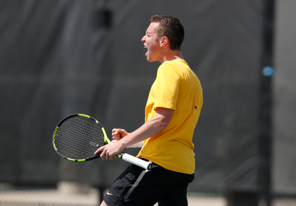 Kareem Allaf against Northwestern in the first round of the 2018 Big Ten Men's Tennis Tournament Thursday, April 26, 2018 at the Hawkeye Tennis and Recreation Complex. (Brian Ray/hawkeyesports.com)