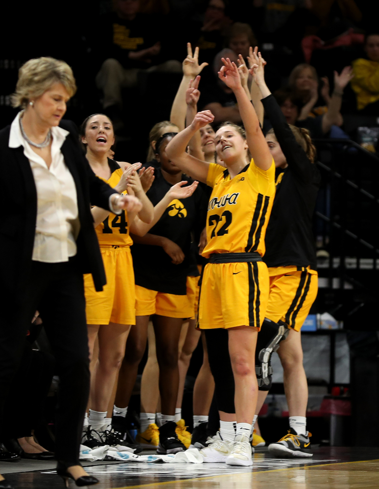 Iowa Hawkeyes guard Kathleen Doyle (22) against the Minnesota Golden Gophers Thursday, February 27, 2020 at Carver-Hawkeye Arena. (Brian Ray/hawkeyesports.com)
